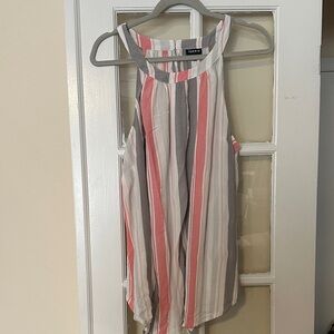torrid Coral, Gray & White Vertical Stripe Halter Tank Top